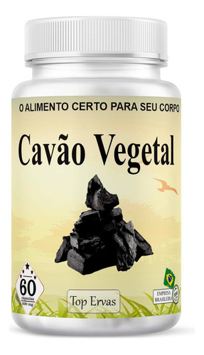 Carvão Vegetal Ativado 360 Capsulas 500mg Topervas Sabor Sem Sabor