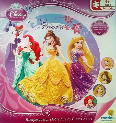 Disney Princesa 2 En 1 Rompecabezas Circular 25 Piezas 