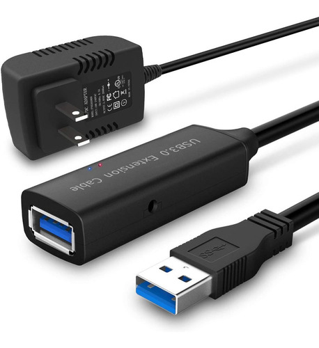 Cable Extension Usb 3.0 Activa Amplificada 10mt + Adapt 5v