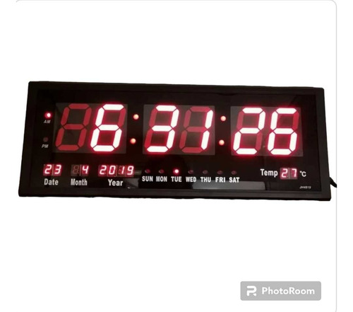 Reloj De Pared 59x22cm Digital Led Fecha Calendario Dias
