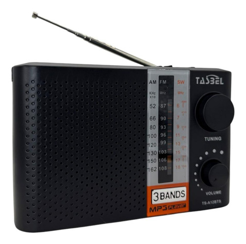 Radio Portátil Bluetooth Recargable Con Panel Solar 3 Bandas