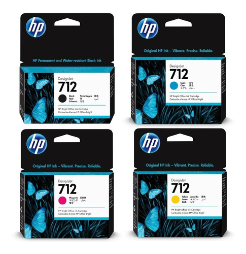 Cartuchos Hp 712 Negro 38ml + 712 Colores Originales Combo