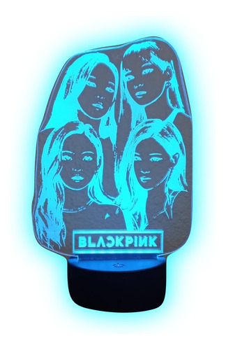 Lampara 3d Ilusion  Black Pink Foto Grupo K-pop Bas Negra Sc