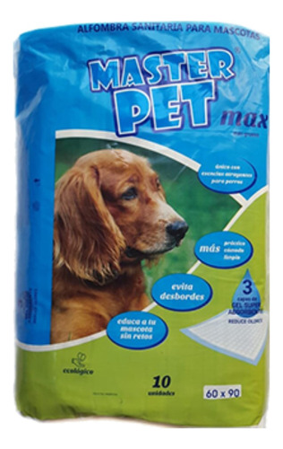  Paños Pañales Perro Master Pet Max 90x60cm X40 Unidades