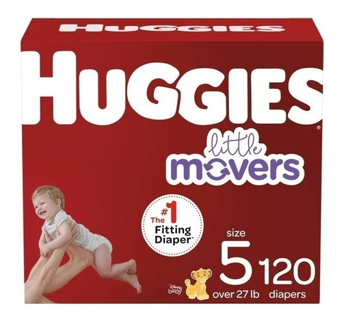 Huggies Little Movers Pañales, Tamaño 5, 120 Unidades