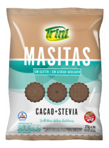 Galletitas De Cacao + Stevia, Sin Tacc, Marca Trini X 120 G.