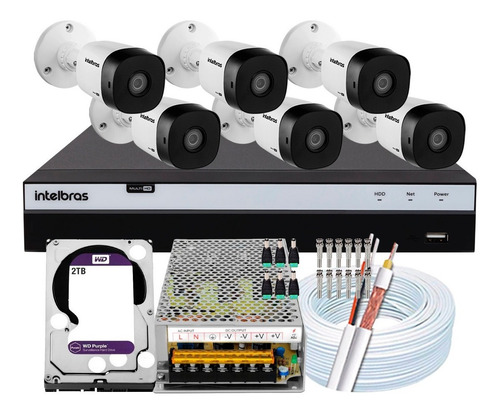 Kit Cftv 6 Câmeras Full Hd 1220 Intelbras 3108 2t Purple 10a