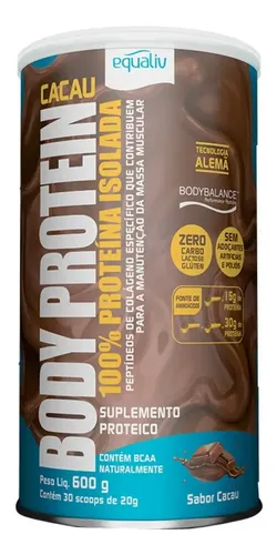 Body Proteina Equaliv 600g Cacau. Sabor Cacau