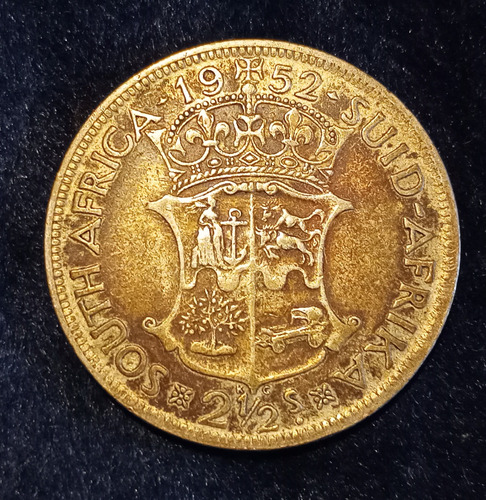 Moneda Sudafrica 2 1/2 Shilling 1952. Plata