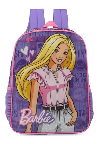 Mochila escolar Barbie, color rojo o lila, fucsia