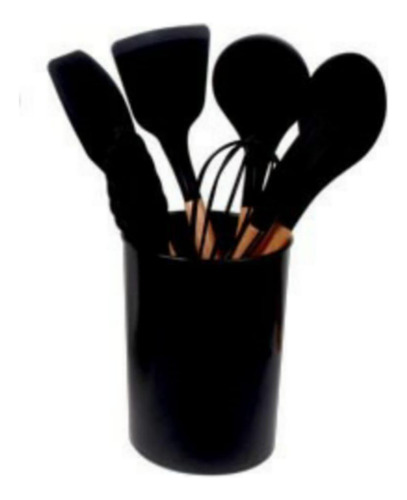 Conjunto De Utensílios De Cozinha Preto 8 Peças Fratelli