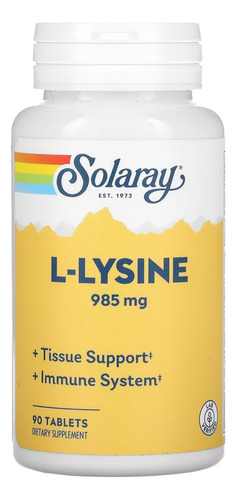 Aminoácido L-lisina 1000 mg 90 comprimidos - Solaray - Eua