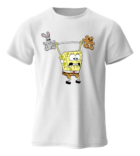 Camiseta Negra Bob Esponja Gym Pesas Envío/gratis