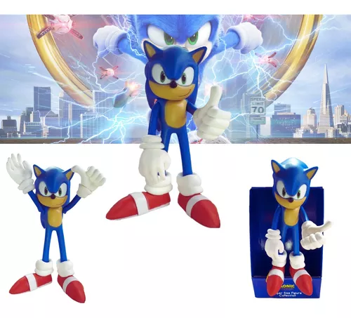 Boneco Sonic 28cm Filme 2020 Articulado Sega Coleção Caixa em