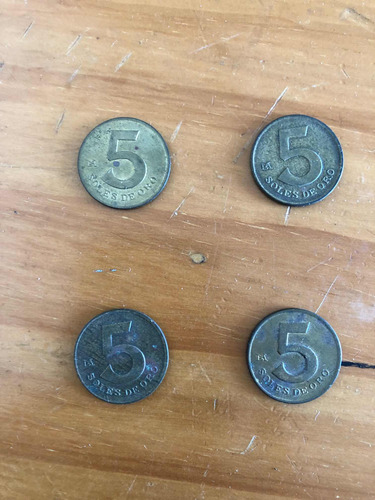 Moneda 5 Soles Oro Ve Fotos Leer Descripción Set X 4 Antigua (Usado)