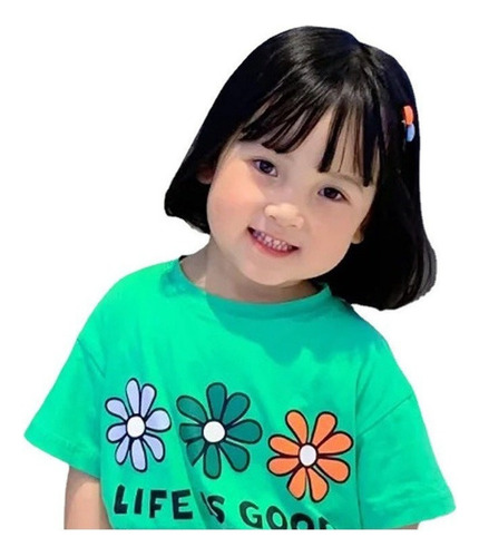 Peruca Infantil Bob Preto Com Franja