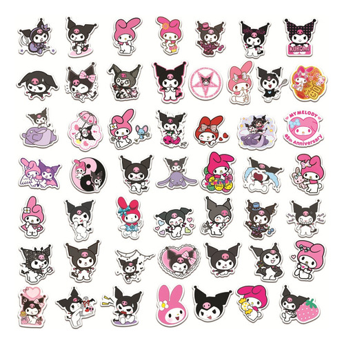 Stickers Autohadesivo Melody/kuromi/cinna/kitty Sanrio X 50 