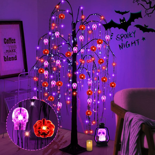 Ijg 6ft 320 Led Halloween Tree Decor Orange & Purple Lights 