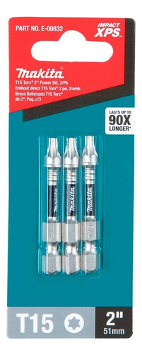 Puntas De Impacto Makita Xps Torx T15 3 Piezas