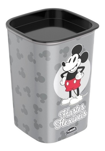 Porta Cotonetes Em Plastico Cinza/preto Mickey Mouse 420ml