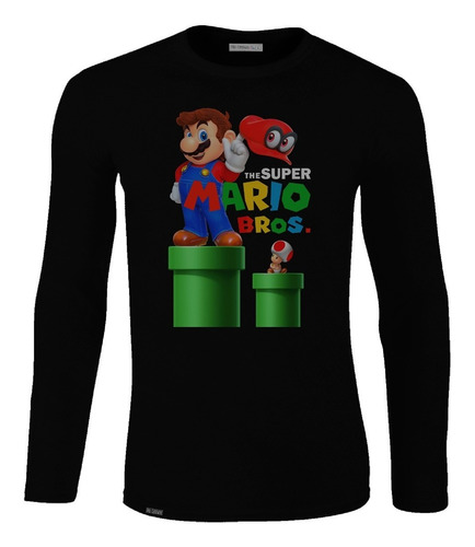 Camiseta Manga Larga Super Mario Bros Hongo Lbo
