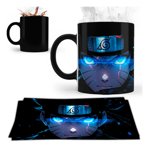 Regalo Único Todos Los Anime Manga Taza Mágica - En Caja Negro Naruto
