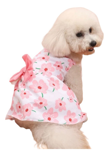 Vestido De Mascota Con Estampado Floral Con Diseño De Lazo