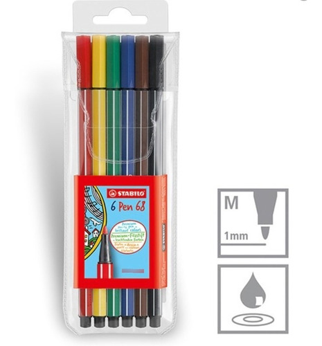 Rotulador Stabilo Pen 68 Estuche Con 6 Colores