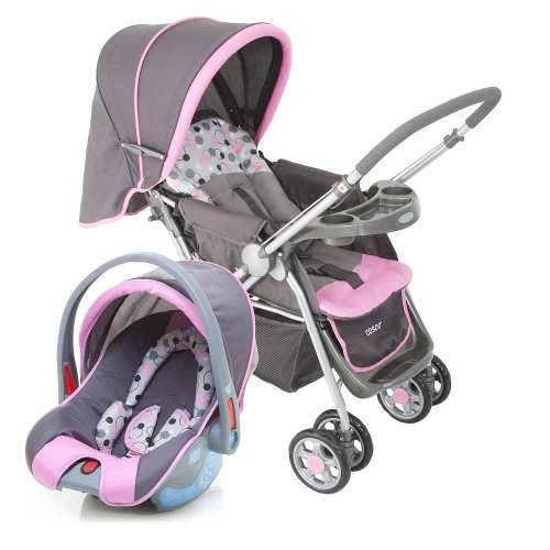 Carrinho + Bebê Conforto System Ts Reverse Luxo Rosa - Cosco