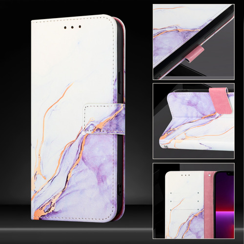 Funda Para Samsung Galaxy Serie A0x: Cartera De Piel, Bloqueo Rfid, Orificio Para Cordón, Soporte, Mármol