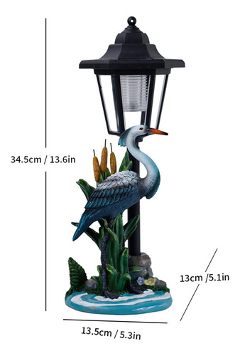 Crane Figurine Decorativa Con Colección De Linterna Azul