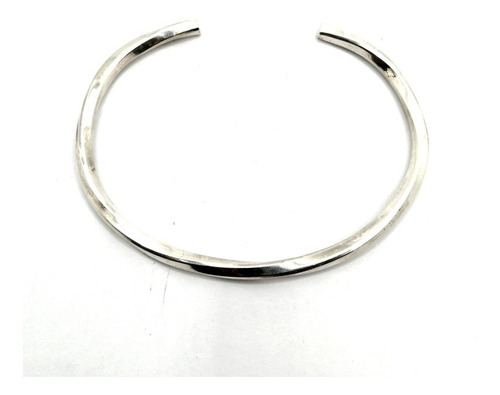 Pulsera Brazalete Rígido Torcido Ajustable Para Hombre Plata