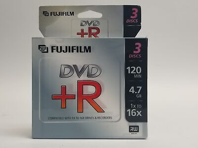 New Fujifilm Dvd+r 3 Pk Dvd+r 120 Min. 4.7gb 1x To 16x 3 Ttz