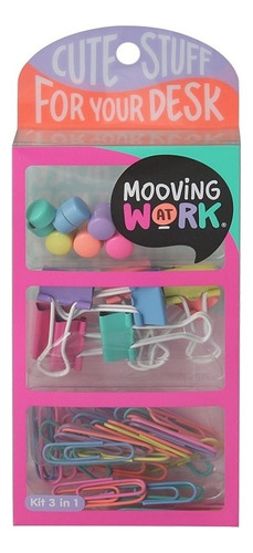 BINDER -CLIPS - IMANES para papeles Mooving KIT 3 IN 1 PINK tamaño 33 de 33mm de largo pink x 40 unidades