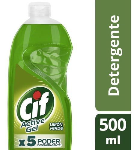 Cif Active Gel Detergente Lavavajilla Limón Verde 500ml