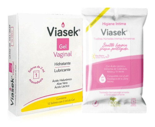 Viasek Gel Lubricante Monodosis + Toallitas Higiene Íntima