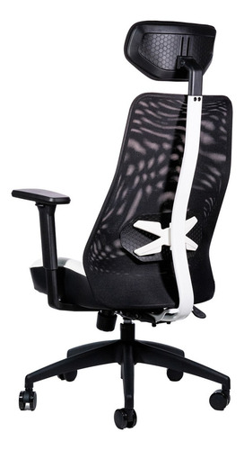 Silla Gamer Naceb X-one Na-09s4 3d Hasta 140kg Pistón Gas Color Blanco Material Del Tapizado Tela De Malla Negra