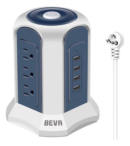 Enchufe Inteligente Marca Beva 9 Tomas/4 Usb/6 Ft/blanco