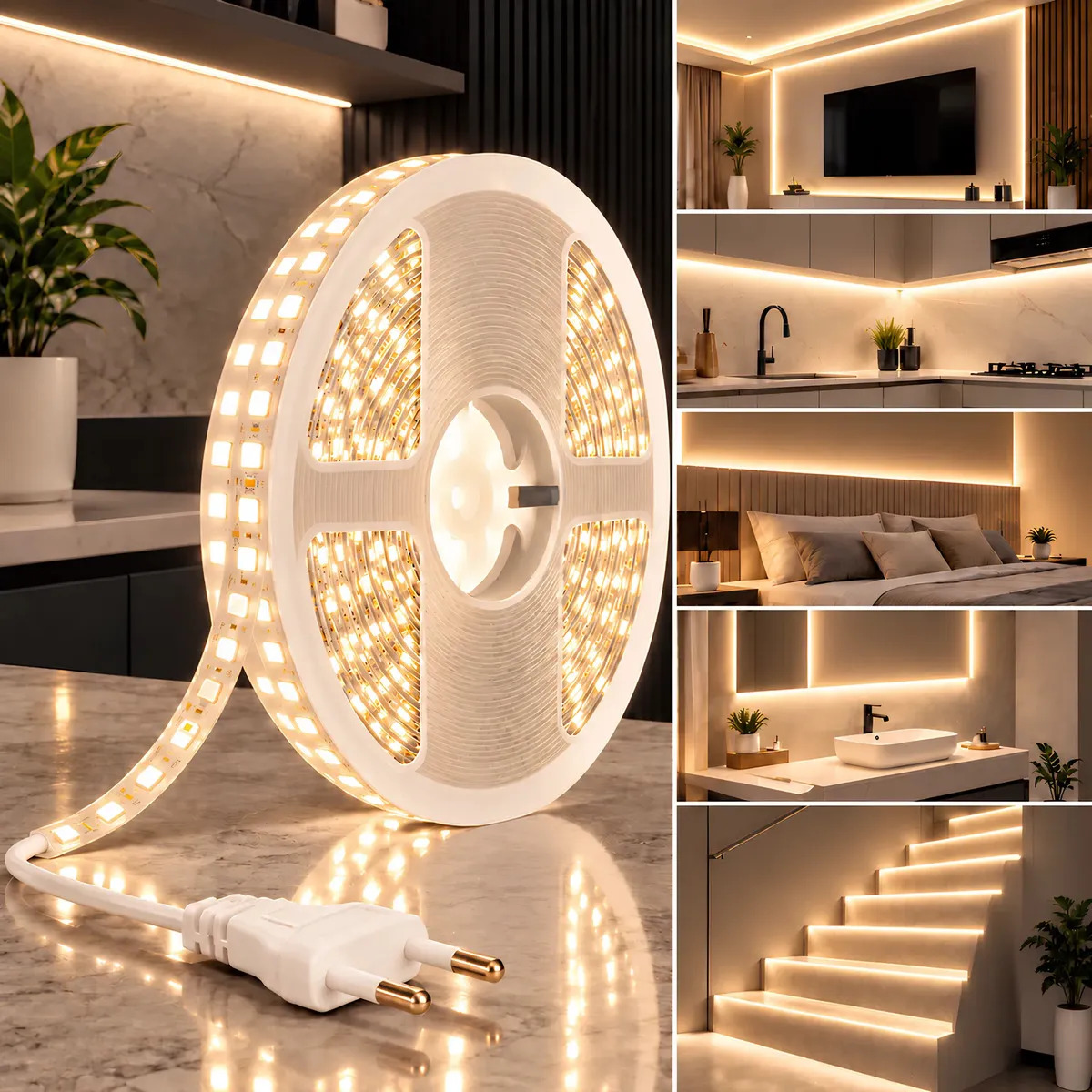Fita LED  Maffacioli 2835 branca-quente 10m IP20