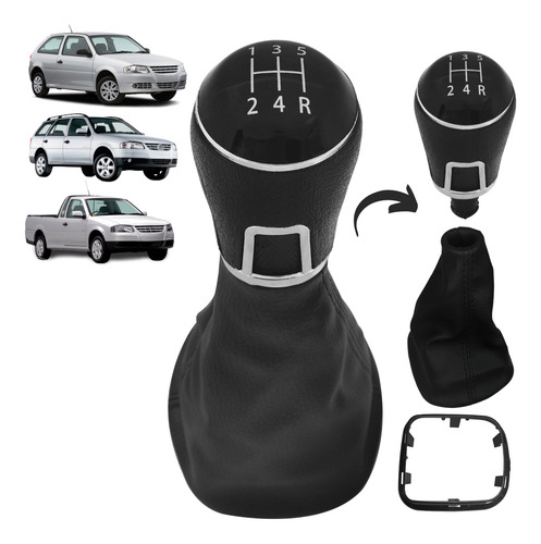 Kit Manopla Bola Coifa Câmbio Marcha Gol Saveir G4 2007/2014