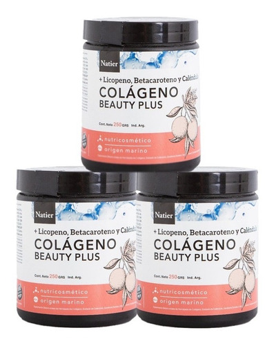 Combo X 3 Colageno Beauty Plus - Natier - Origen Marino