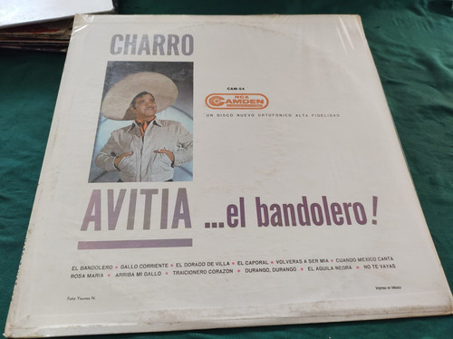 Charro Avitia Bandolero Vinilo Lp Acetato