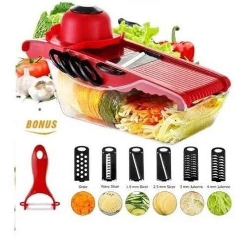 Imagen 2 de 6 de Cortador Mandolina Rallador Multiple Verduras+taper+pelapapa