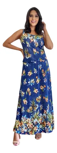 Vestido blusado on sale longo