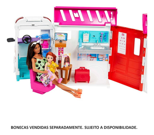 Barbie Ambulância E Clínica Médica 2 Em 1 Com Luz E Som