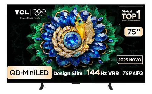 Smart TV TCL 75 Polegadas QLED Mini LED 4K A400M WiFi Bluetooth Google TV HDR10+ 144 Hz VRR 75A400M