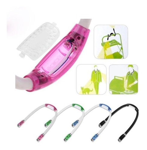 Imagen 2 de 7 de Luz Lectura Led Doble Flexible Cuello Portatil A Pilas