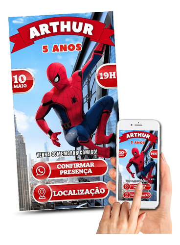 Convite Interativo Homem Aranha Aniversário Envio Imediato 