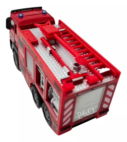 Brinquedo Caminhão Miniatura Bombeiros Resgate Vermelho A Fricção