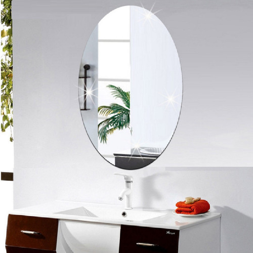 10 Espelhos Oval Adesivo 35x50cm Decoração De Parede